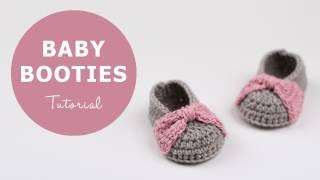 How To Crochet Baby Booties  Croby Patterns [upl. by Atinaw]