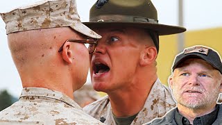 USMC Drill Instructors Wrecking New Recruits Marine Reacts [upl. by Zoha547]