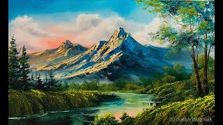 Landscape Painting 101 The Easiest Painting  Paintings By Justin [upl. by Ainiger]