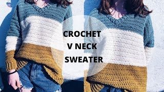 Quick and Easy Crochet V Neck Sweater S5XL [upl. by Ennaillij375]