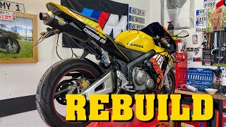 Honda CBR 600RR Engine Removal Preparations Rebuild Part 1 [upl. by Mairam]