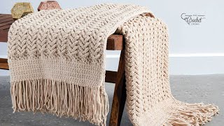 How to Crochet Bernat Easy Herringbone Chunky Blanket [upl. by Jeremias793]