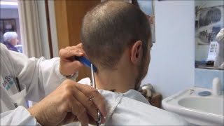 Italian barber shop uses comb and scissors after chainsawing off all my hair in 30 seconds [upl. by Jacky]