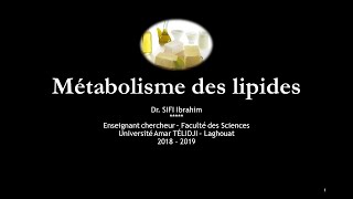 Cours Métabolisme des lipides Acide Gras [upl. by Rutan514]