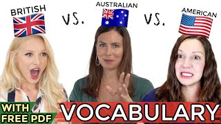 ONE language THREE accents  UK vs USA vs AUS English  Free PDF [upl. by Nella]