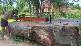 Sawing a big Oak log [upl. by Leizar516]