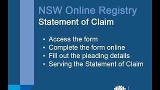 NSW Online Registry  Statement of Claim [upl. by Rexer]