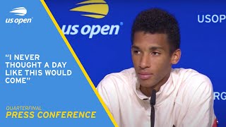 Felix AugerAliassime Press Conference  2021 US Open Quarterfinal [upl. by Idihc229]