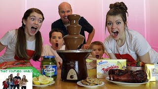 Chocolate Fondue Fountain Challenge  That YouTub3 Family [upl. by Stoeber]