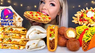 ASMR TACO BELL TRIPLELUPA TACO MEXICAN PIZZA CRUNCHWRAP SUPREME CINNABON DELIGHTS MUKBANG 먹방 [upl. by Anecuza312]