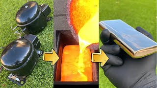 Fridge Compressor Copper Casting  Trash To Treasure  ASMR Metal Melting BigStackD Casting Bronze [upl. by Krysta]