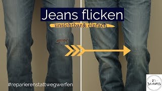 Jeans flicken reparierenstattwegwerfen  Two and a half seams [upl. by Lodge]