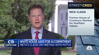 Metas Nick Clegg talks White House AI regulation meeting [upl. by Emlynn283]