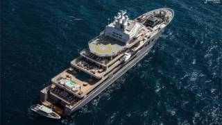 107m ULYSSES From The Sky NEW 4 Deck Dragon Trimaran Top 17 Superyachts amp much more [upl. by Sidonia354]