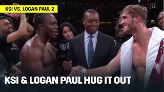 KSI amp Logan Paul Hug It Out After Rematch [upl. by Eniamerej]