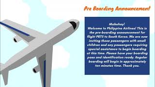 PAL Pre boarding announcement script [upl. by Sahc]