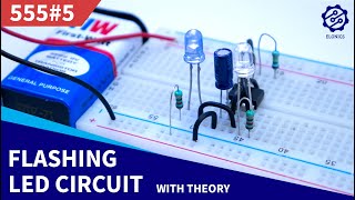 Adjustable FlashingBlinking LED circuit on Breadboard  555 Timer Project 5 [upl. by Aikehs]