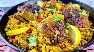 SpanishStyle Chicken and Rice Arroz Con Pollo [upl. by Aleahcim131]