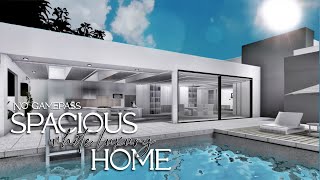 Bloxburg No Gamepass  Spacious White Luxury Home  Family Modern Mansion Speebuild [upl. by Letha416]