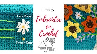 How to Embroider on Crochet 5 Stitches Plus Tips and Tricks [upl. by Berhley]