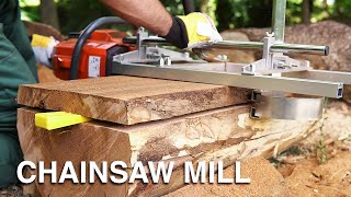 Chainsaw MILL  How to Slab a Log  Simple Cheap Portable [upl. by Frasquito]