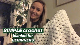 SIMPLE Double Crochet Blanket for Beginners [upl. by Urian600]