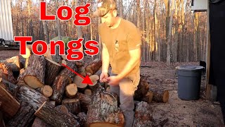 An Easier Way to Move Firewood Rounds Log Tongs [upl. by Lainad]