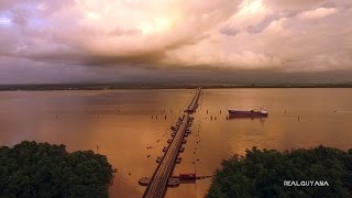 Real Guyana Drone  The Demerara Harbour Bridge Retracts [upl. by Eelrihs347]