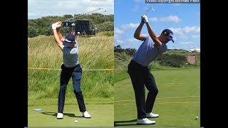 Justin Thomas golf swing  Long Iron faceon amp downtheline July 2017 [upl. by Levison]