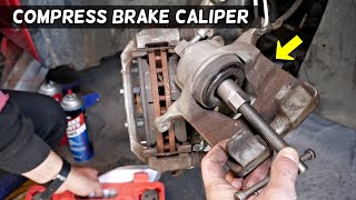 HOW TO COMPRESS FRONT BRAKE CALIPER PISTION ON CHEVROLET BUICK GMC CADILLAC CHEVY [upl. by Ariem]