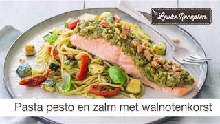 Pasta pesto en zalm met walnotenkorst [upl. by Enyak]