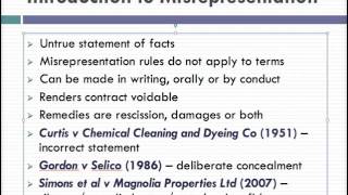 Misrepresentation Lecture 1 of 4 [upl. by Ekim]