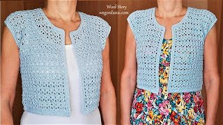 Crochet Simple Summer Bolero Tutorial  Heklani bolero [upl. by Bradway]