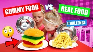 GUMMY FOOD vs REAL FOOD CHALLENGE ♥DeZoeteZusjes♥ echt alle soorten snoep [upl. by Aihsa]