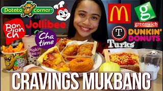 CRAVINGS MUKBANG  Eating all our food cravings in one seating [upl. by Ahseinar656]