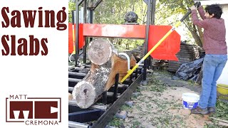 Sawing Slabs  Turning a Log into Lumber Part 2 [upl. by Akciret]