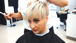 EXTREME SHORT BLONDE HAIRCUT  SHORT UNDERCUT BOB RAZORED PIXIE [upl. by Galan525]