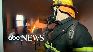 Lifesaving demonstration to safely escape a house fire l ABC News [upl. by Dub806]